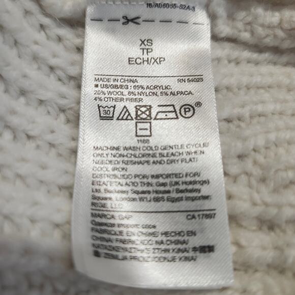 GAP Women's Mock Neck Wool Alpaca Blend X-Small Cream Sweater - Picture 7 of 10